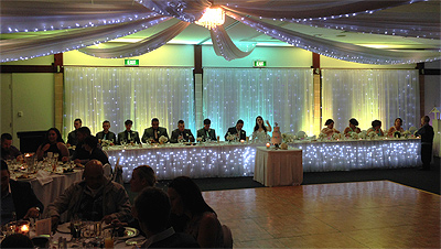 Bridal Table Lighting Penrith Yellow Aqua Wedding Lights IMG6171TwinsyesE400